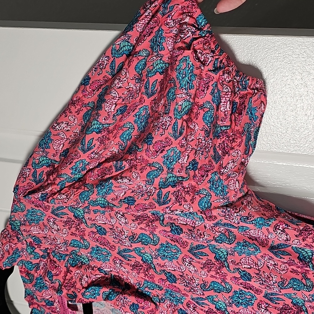 Simply Southern sm Pink and Blue Ocean Seahorse Pattern Maxi Dress - Picture 6 of 14